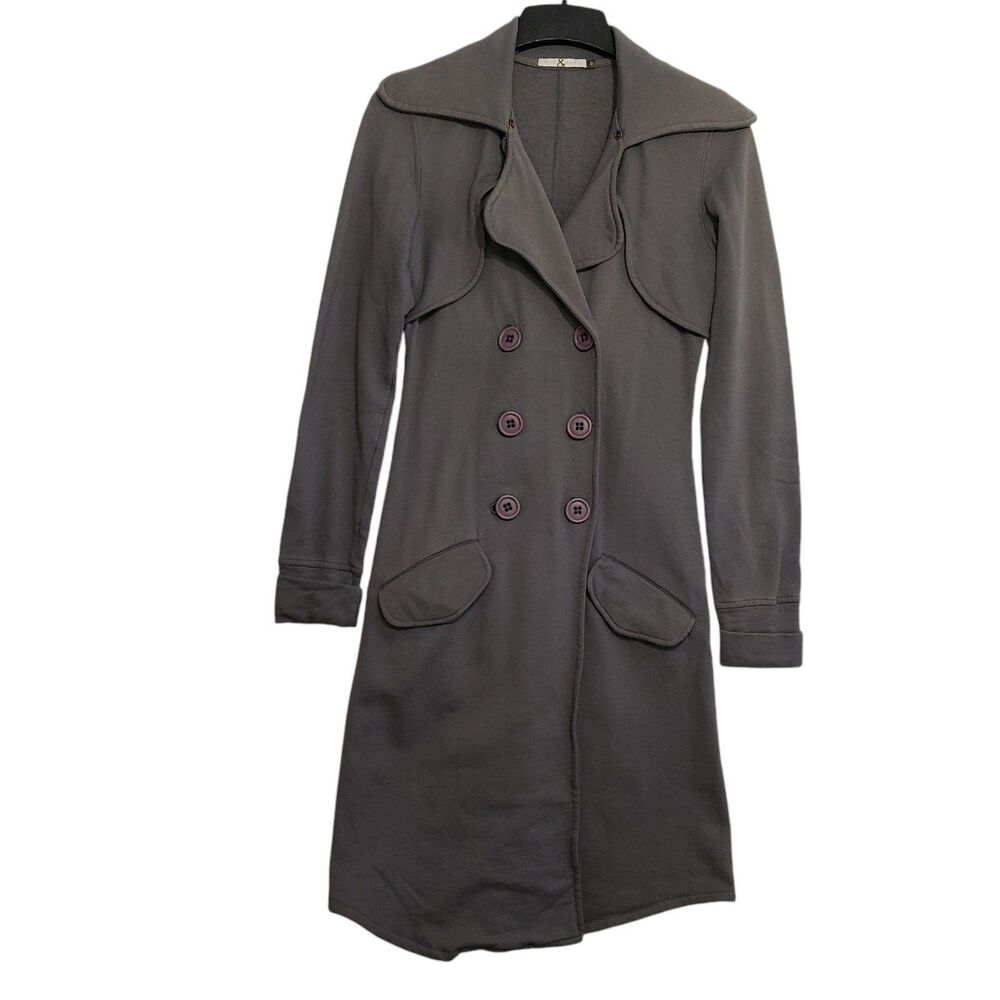 Mike & Chris Woman's Long Grey Double Breasted Coat, Size Small